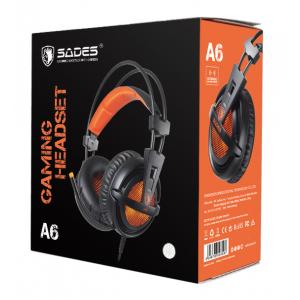 SADES Gaming Headset A6, multiplatform, USB, LED, μαύρα | eLabstore.gr