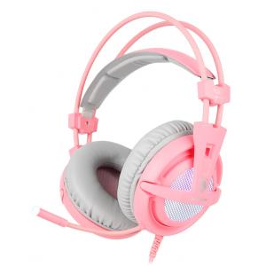 SADES Gaming Headset A6, multiplatform, USB, LED, ροζ | Συνοδευτικά PC | elabstore.gr