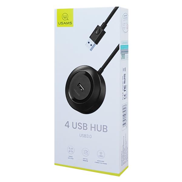 USAMS USB hub SJ414 USB 3.0, 1x USB 3.0, 3x USB 2.0, 1m, μαύρο | eLabstore.gr USAMS USB hub SJ414 USB 3.0, 1x USB 3.0, 3x USB 2.0, 1m, μαύρο | Συνοδευτικά PC | elabstore.gr