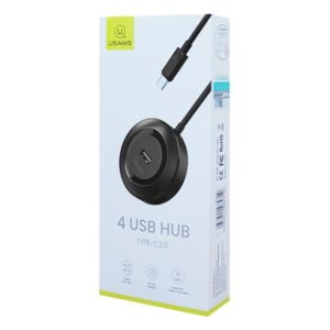 USAMS USB Type-C hub SJ415 USB 3.0, 1x USB 3.0, 3x USB 2.0, 1m, μαύρο | Συνοδευτικά PC | elabstore.gr