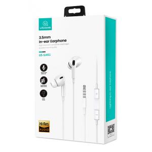 USAMS earphones με μικρόφωνο EP-41, 3.5mm, 10mm, 1.2m, λευκά | Αξεσουάρ κινητών | elabstore.gr