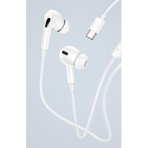 USAMS earphones με μικρόφωνο EP-41, USB Type-C, 10mm, 1.2m, λευκά | Αξεσουάρ κινητών | elabstore.gr