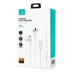 USAMS earphones με μικρόφωνο EP-41, Lightning, 10mm, 1.2m, λευκά | Αξεσουάρ κινητών | elabstore.gr