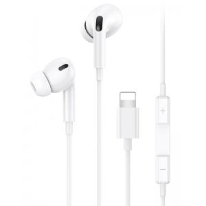 USAMS earphones με μικρόφωνο EP-41, Lightning, 10mm, 1.2m, λευκά | Αξεσουάρ κινητών | elabstore.gr