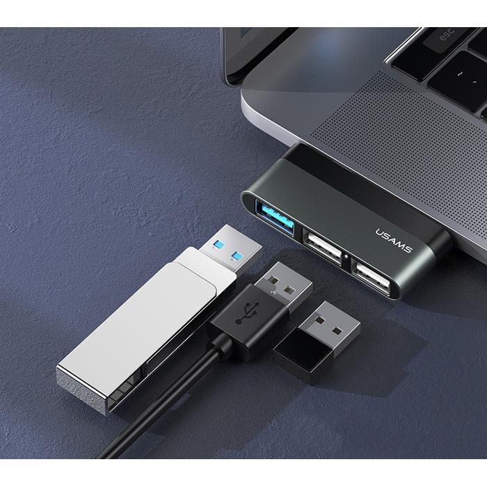 USAMS USB Type-C hub SJ461, 1x USB 3.0, 2x USB 2.0, γκρι | eLabstore.gr USAMS USB Type-C hub SJ461, 1x USB 3.0, 2x USB 2.0, γκρι | Συνοδευτικά PC | elabstore.gr