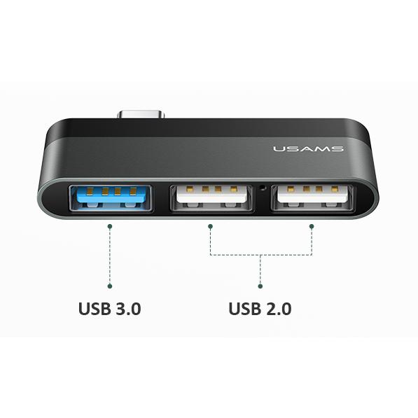 USAMS USB Type-C hub SJ461, 1x USB 3.0, 2x USB 2.0, γκρι | eLabstore.gr USAMS USB Type-C hub SJ461, 1x USB 3.0, 2x USB 2.0, γκρι | Συνοδευτικά PC | elabstore.gr