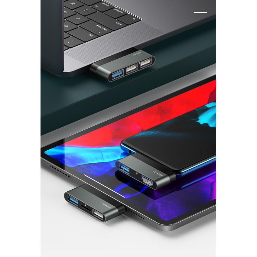 USAMS USB Type-C hub SJ461, 1x USB 3.0, 2x USB 2.0, γκρι | eLabstore.gr USAMS USB Type-C hub SJ461, 1x USB 3.0, 2x USB 2.0, γκρι | Συνοδευτικά PC | elabstore.gr