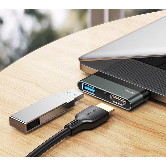 USAMS USB Type-C hub SJ462, 1x USB 3.0, 1x HDMI, 4K, γκρι | eLabstore.gr USAMS USB Type-C hub SJ462, 1x USB 3.0, 1x HDMI, 4K, γκρι | Συνοδευτικά PC | elabstore.gr