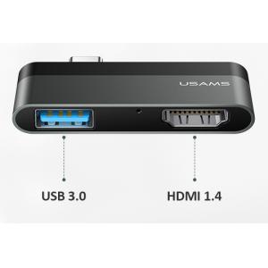 USAMS USB Type-C hub SJ462, 1x USB 3.0, 1x HDMI, 4K, γκρι | eLabstore.gr USAMS USB Type-C hub SJ462, 1x USB 3.0, 1x HDMI, 4K, γκρι | Συνοδευτικά PC | elabstore.gr