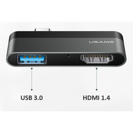 USAMS USB Type-C hub SJ462, 1x USB 3.0, 1x HDMI, 4K, γκρι | eLabstore.gr USAMS USB Type-C hub SJ462, 1x USB 3.0, 1x HDMI, 4K, γκρι | Συνοδευτικά PC | elabstore.gr