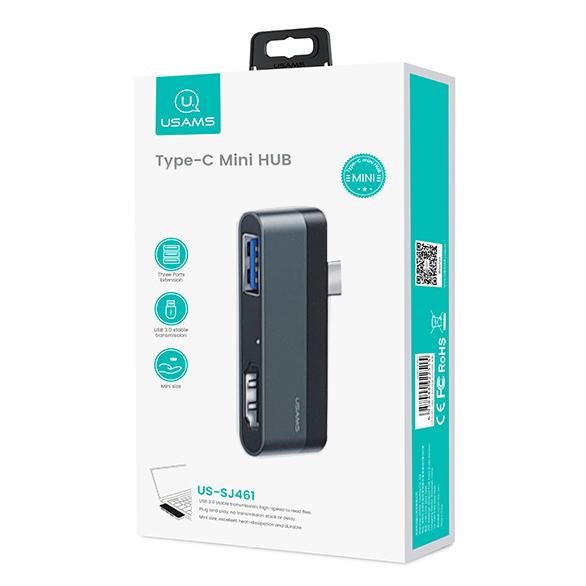 USAMS USB Type-C hub SJ462, 1x USB 3.0, 1x HDMI, 4K, γκρι | eLabstore.gr USAMS USB Type-C hub SJ462, 1x USB 3.0, 1x HDMI, 4K, γκρι | Συνοδευτικά PC | elabstore.gr