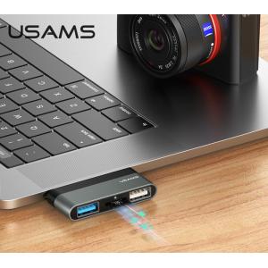 USAMS USB Type-C hub SJ463, 1x USB 3.0, 1x USB 2.0, Micro SD, γκρι | Συνοδευτικά PC | elabstore.gr