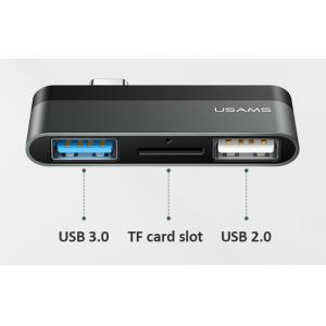 USAMS USB Type-C hub SJ463, 1x USB 3.0, 1x USB 2.0, Micro SD, γκρι | Συνοδευτικά PC | elabstore.gr