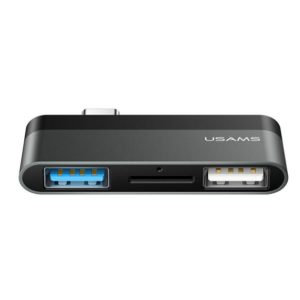 USAMS USB Type-C hub SJ463, 1x USB 3.0, 1x USB 2.0, Micro SD, γκρι | Συνοδευτικά PC | elabstore.gr