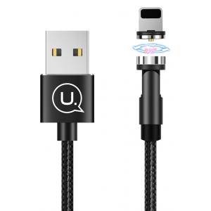 USAMS Καλώδιο USB σε lightning U59, μαγνητικό, περιστρεφόμενο, 1m, μαύρο | Αξεσουάρ κινητών | elabstore.gr