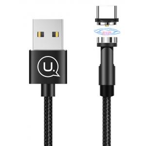 USAMS Καλώδιο USB σε USB Type-C U59 μαγνητικό, περιστρεφόμενο, 1m, μαύρο | Αξεσουάρ κινητών | elabstore.gr