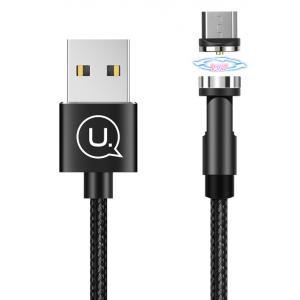 USAMS Καλώδιο USB σε Micro USB U59, μαγνητικό, περιστρεφόμενο, 1m, μαύρο | Αξεσουάρ κινητών | elabstore.gr