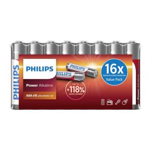 PHILIPS Power αλκαλικές μπαταρίες LR03P16F/10, AAA LR03 1.5V, 16τμχ | Μπαταρίες | elabstore.gr