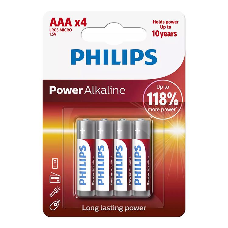 PHILIPS Power αλκαλικές μπαταρίες LR03P4B/5, AAA LR03 1.5V, 4τμχ | eLabstore.gr PHILIPS Power αλκαλικές μπαταρίες LR03P4B/5, AAA LR03 1.5V, 4τμχ | Μπαταρίες | elabstore.gr