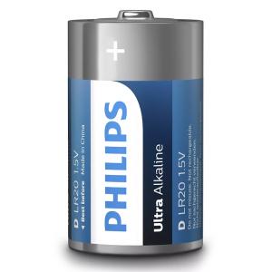 PHILIPS Ultra αλκαλικές μπαταρίες LR20E2B/10, Mono D LR20 1.5V, 2τμχ | Μπαταρίες | elabstore.gr