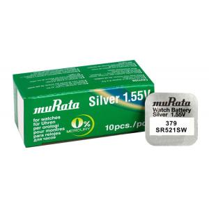 MURATA μπαταρία Silver Oxide για ρολόγια SR521SW, 1.55V, No379, 10τμχ | Μπαταρίες | elabstore.gr