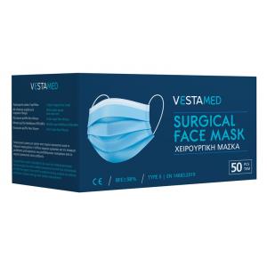 VESTAMED χειρουργική μάσκα 3 στρωμάτων MSK-0009, φίλτρο BFE >98%, 50τμχ | eLabstore.gr