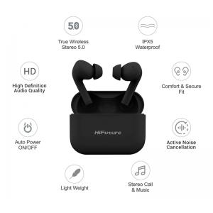 HIFUTURE earphones TrueAir ANC, true wireless, με θήκη φόρτισης, μαύρα | Αξεσουάρ κινητών | elabstore.gr