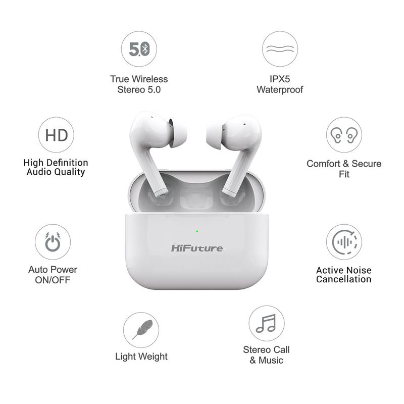 HIFUTURE earphones TrueAir ANC, true wireless, με θήκη φόρτισης, λευκά | eLabstore.gr HIFUTURE earphones TrueAir ANC, true wireless, με θήκη φόρτισης, λευκά - Image 6