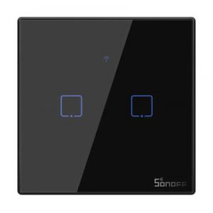 SONOFF smart διακόπτης ΤΧ-T3EU2C, αφής, διπλός, μαύρος | Οικιακές & Προσωπικές Συσκευές | elabstore.gr