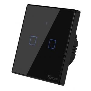 SONOFF smart διακόπτης ΤΧ-T3EU2C, αφής, διπλός, μαύρος | Οικιακές & Προσωπικές Συσκευές | elabstore.gr