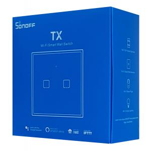 SONOFF smart διακόπτης ΤΧ-T3EU2C, αφής, διπλός, μαύρος | eLabstore.gr