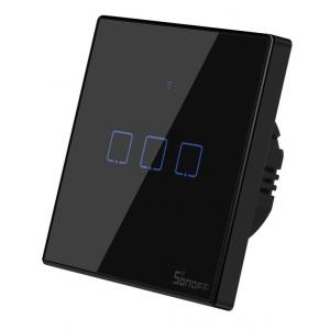 SONOFF smart διακόπτης ΤΧ-T3EU3C, αφής, τριπλός, μαύρος | Οικιακές & Προσωπικές Συσκευές | elabstore.gr