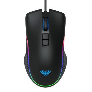 AULA ενσύρματο gaming ποντίκι Wind F806, 2400DPI, 7 πλήκτρα, RGB, μαύρο | Συνοδευτικά PC | elabstore.gr