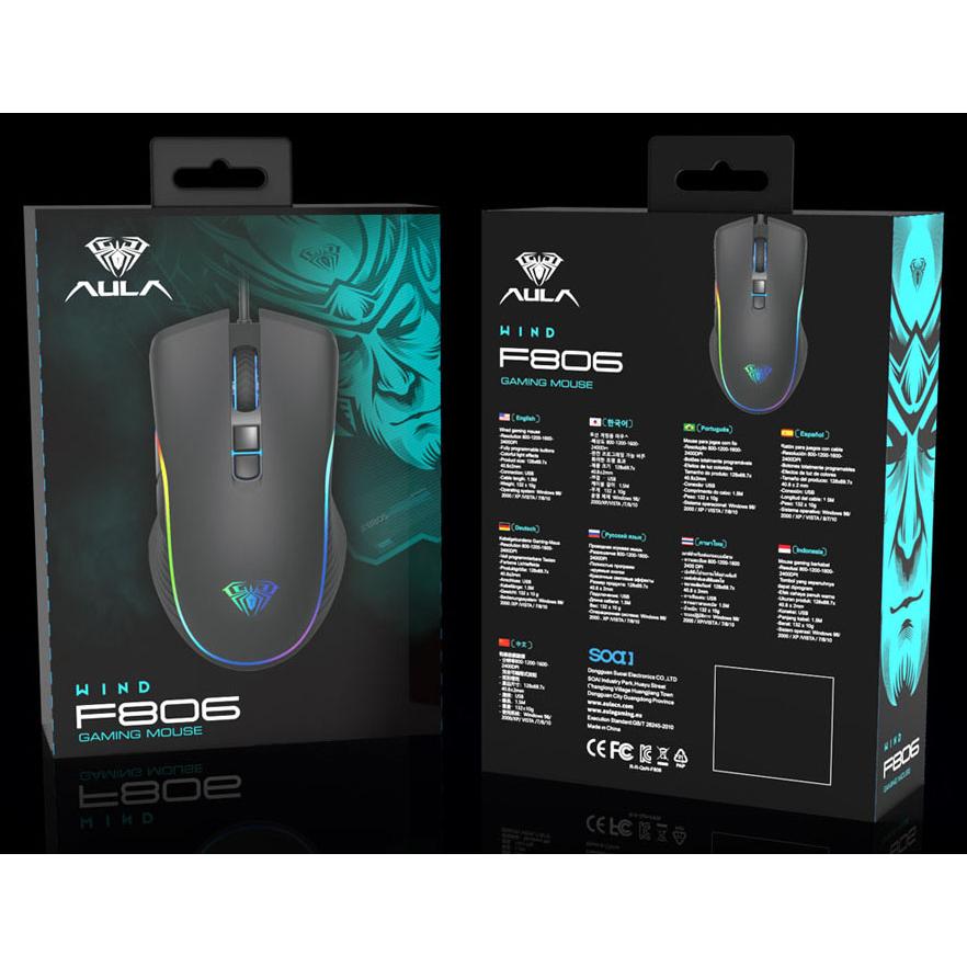 AULA ενσύρματο gaming ποντίκι Wind F806, 2400DPI, 7 πλήκτρα, RGB, μαύρο | eLabstore.gr AULA ενσύρματο gaming ποντίκι Wind F806, 2400DPI, 7 πλήκτρα, RGB, μαύρο - Image 6