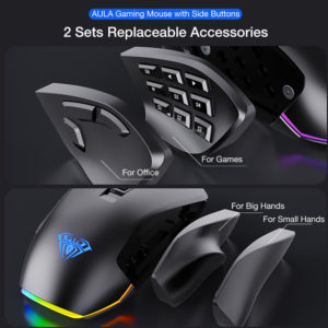 AULA ενσύρματο gaming ποντίκι Fire Η510 10000DPI, 14 πλήκτρα, RGB, μαύρο | Συνοδευτικά PC | elabstore.gr