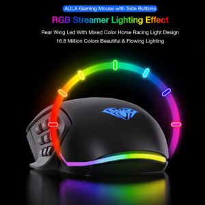 AULA ενσύρματο gaming ποντίκι Fire Η510 10000DPI, 14 πλήκτρα, RGB, μαύρο | Συνοδευτικά PC | elabstore.gr