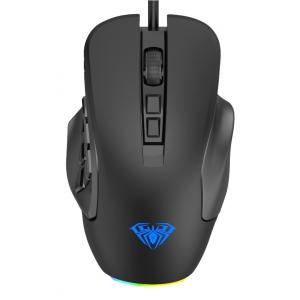 AULA ενσύρματο gaming ποντίκι Fire Η510 10000DPI, 14 πλήκτρα, RGB, μαύρο | Συνοδευτικά PC | elabstore.gr