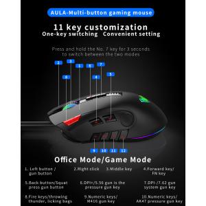 AULA ενσύρματο gaming ποντίκι Fire H512, 5000DPI, 12 πλήκτρα, RGB, μαύρο | Συνοδευτικά PC | elabstore.gr