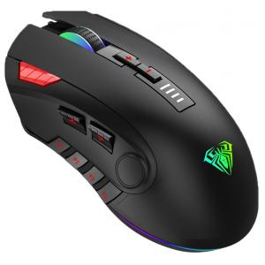 AULA ενσύρματο gaming ποντίκι Fire H512, 5000DPI, 12 πλήκτρα, RGB, μαύρο | Συνοδευτικά PC | elabstore.gr