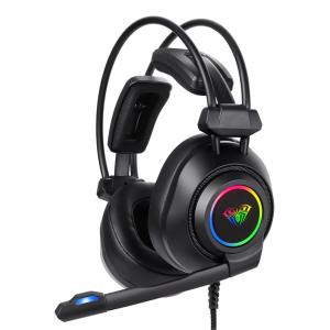 AULA gaming headset Mountain S600, RGB, USB, 50mm, μαύρο | Συνοδευτικά PC | elabstore.gr