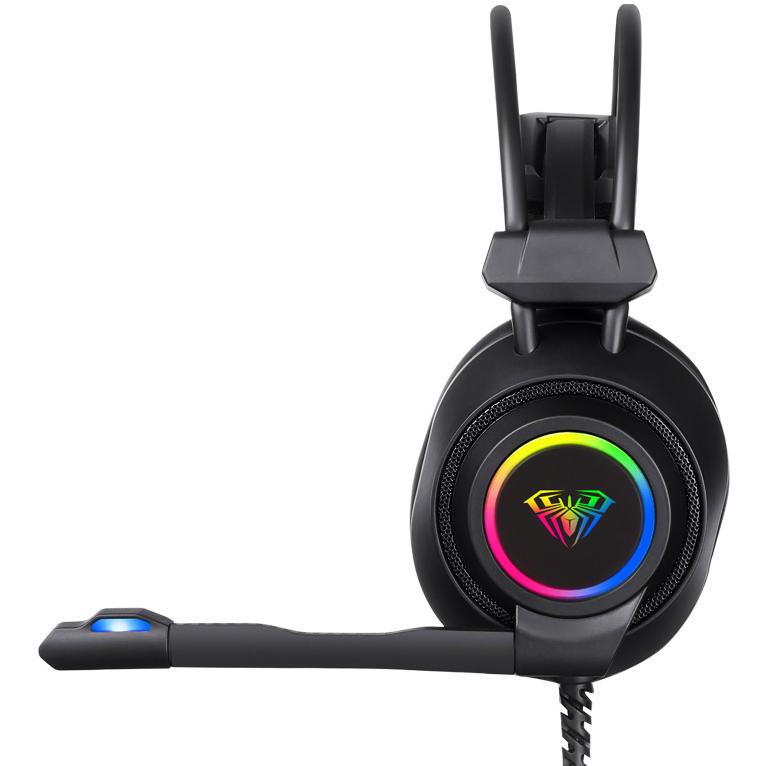 AULA gaming headset Mountain S600, RGB, USB, 50mm, μαύρο | eLabstore.gr AULA gaming headset Mountain S600, RGB, USB, 50mm, μαύρο | Συνοδευτικά PC | elabstore.gr