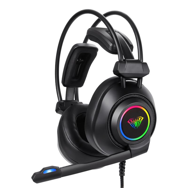AULA gaming headset Mountain S600, RGB, USB, 50mm, μαύρο | eLabstore.gr AULA gaming headset Mountain S600, RGB, USB, 50mm, μαύρο | Συνοδευτικά PC | elabstore.gr