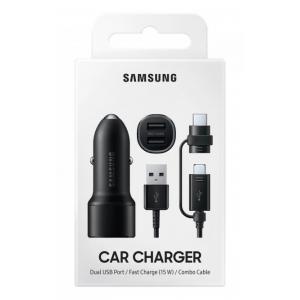 SAMSUNG φορτιστής αυτοκινήτου EP-L1100, Micro USB/Type-C, 15W, μαύρος | Αξεσουάρ κινητών | elabstore.gr