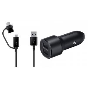 SAMSUNG φορτιστής αυτοκινήτου EP-L1100, Micro USB/Type-C, 15W, μαύρος | Αξεσουάρ κινητών | elabstore.gr