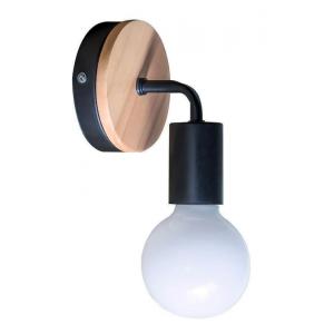 POWERTECH φωτιστικό τοίχου HLL-0017, E27, ξύλο-μέταλλο, μαύρο | Φωτισμός | elabstore.gr