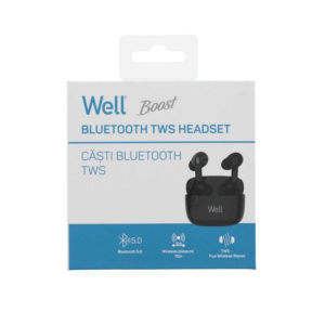 Ακουστικό In-ear Bluetooth V5.0 True Wireless w/Docking station Μαύρο Well BOOSTWE-WL | Περιφερειακά | elabstore.gr