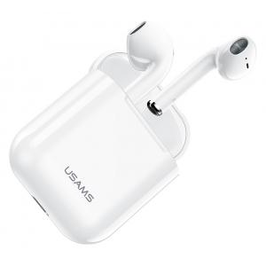 USAMS earphones US-YA001 με θήκη φόρτισης, True Wireless, λευκά | Αξεσουάρ κινητών | elabstore.gr