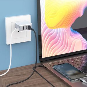 BOROFONE φορτιστής τοίχου Joyful BA42A με καλώδιο Type-C, 3x USB, λευκός | Αξεσουάρ κινητών | elabstore.gr