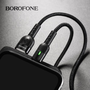 BOROFONE καλώδιο USB σε Type-C BU17, LED, 2.4A, 1.2m, μαύρο | Αξεσουάρ κινητών | elabstore.gr