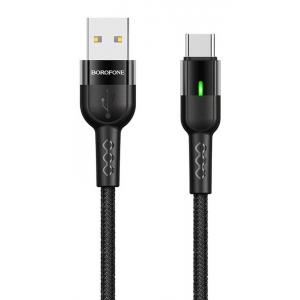 BOROFONE καλώδιο USB σε Type-C BU17, LED, 2.4A, 1.2m, μαύρο | Αξεσουάρ κινητών | elabstore.gr